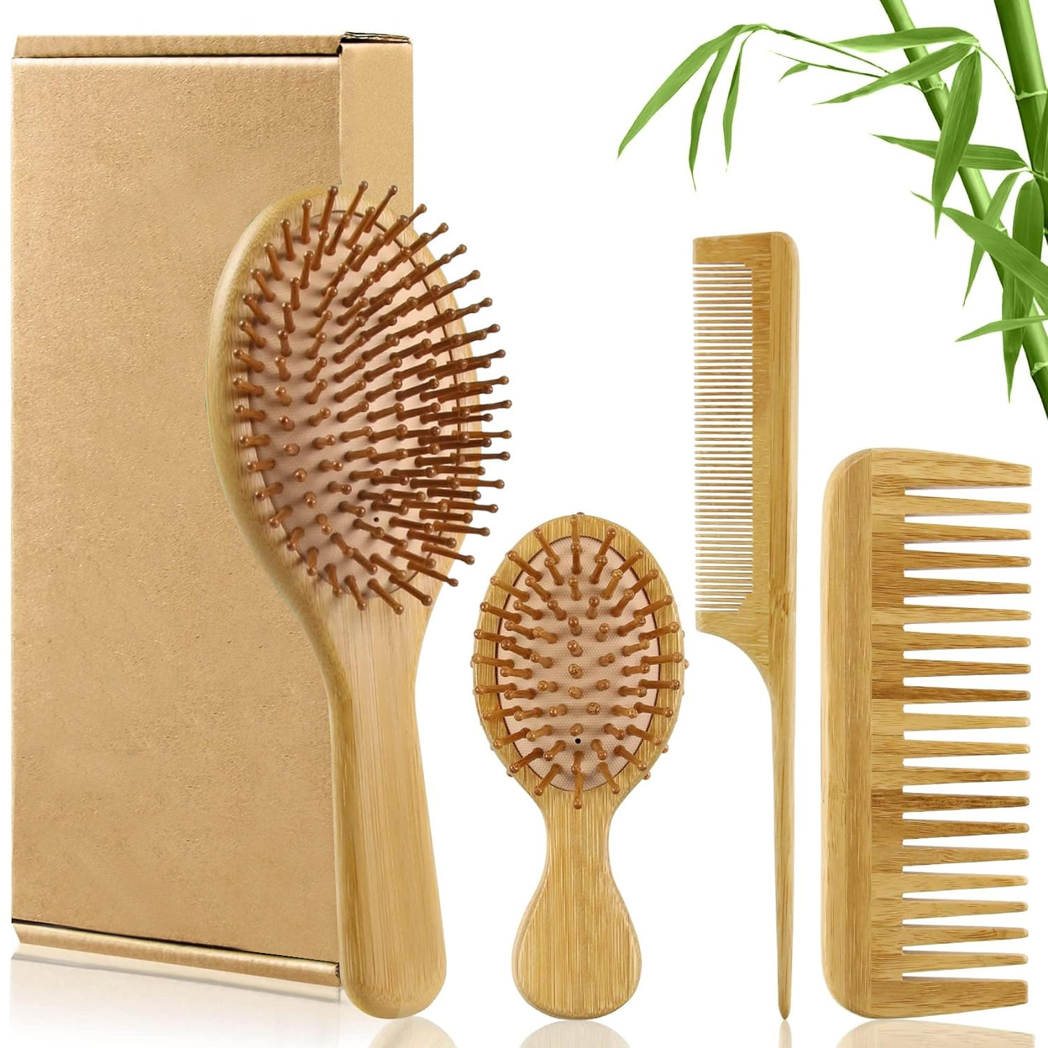 Bamboo Hair Brush - Set di spazzole e pettini in